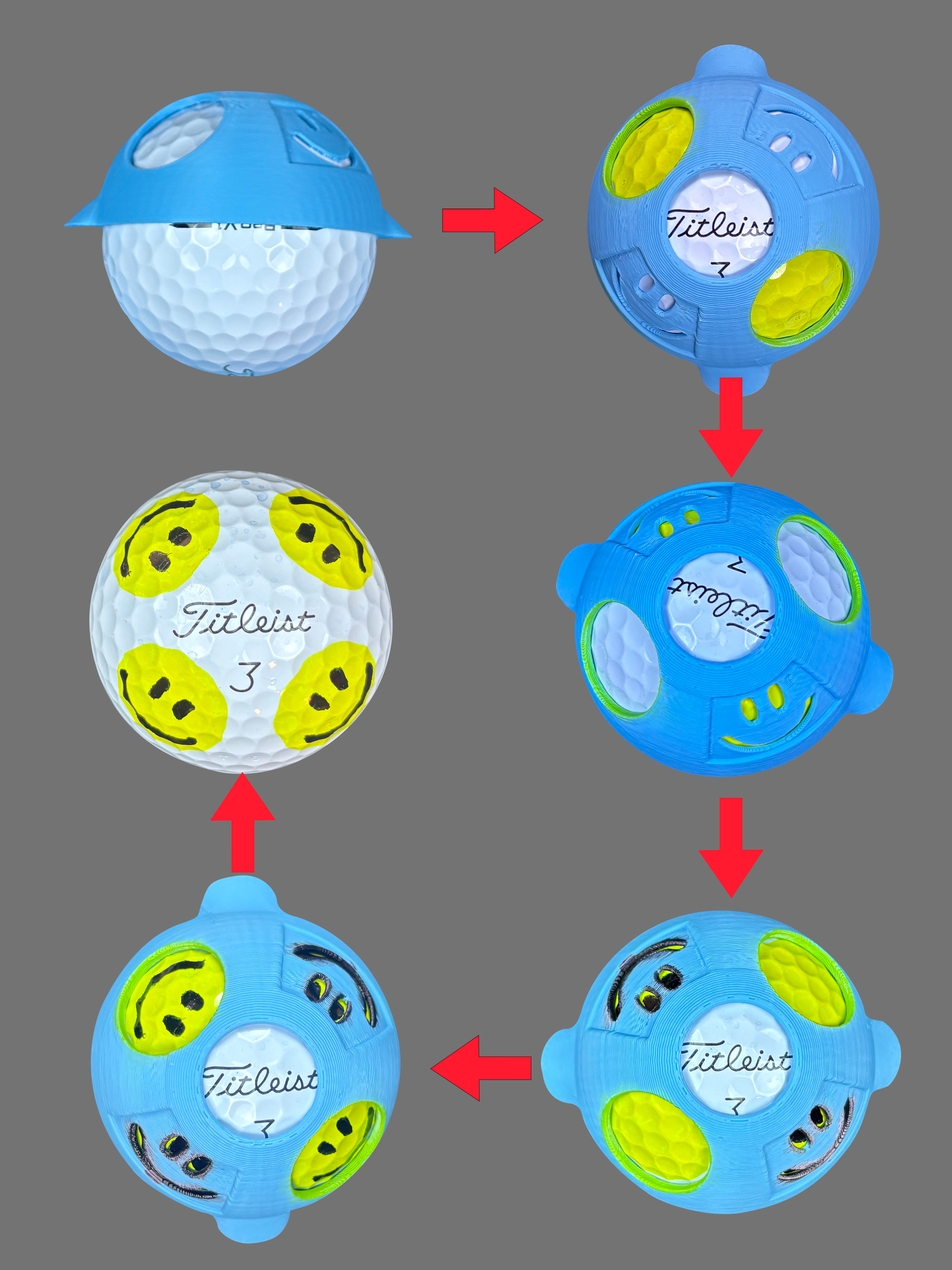 Easy Mark Smiley Face Golf Ball Stencil